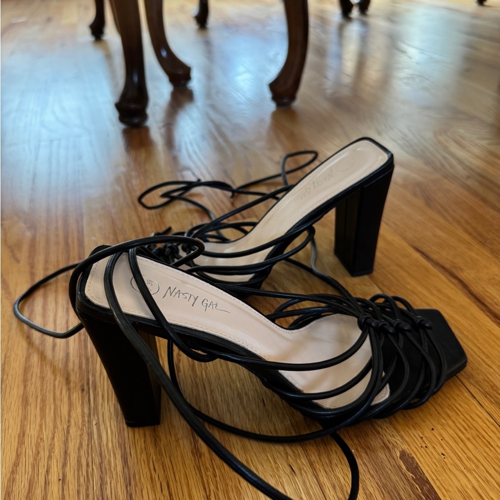 Nasty Gal Black Lace-Up Heels